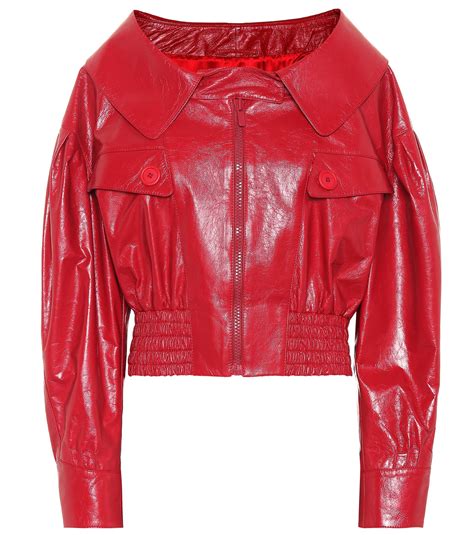 miu miu red leather coat